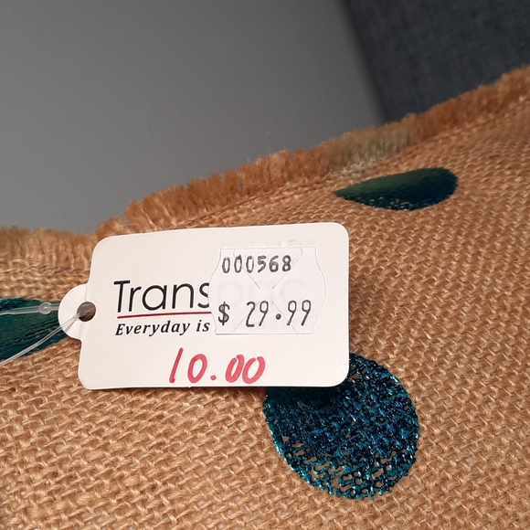 Butterfly Pillow Throw Toss Patio Porch Burlap Metalic Accent Applique - Picture 7 of 9